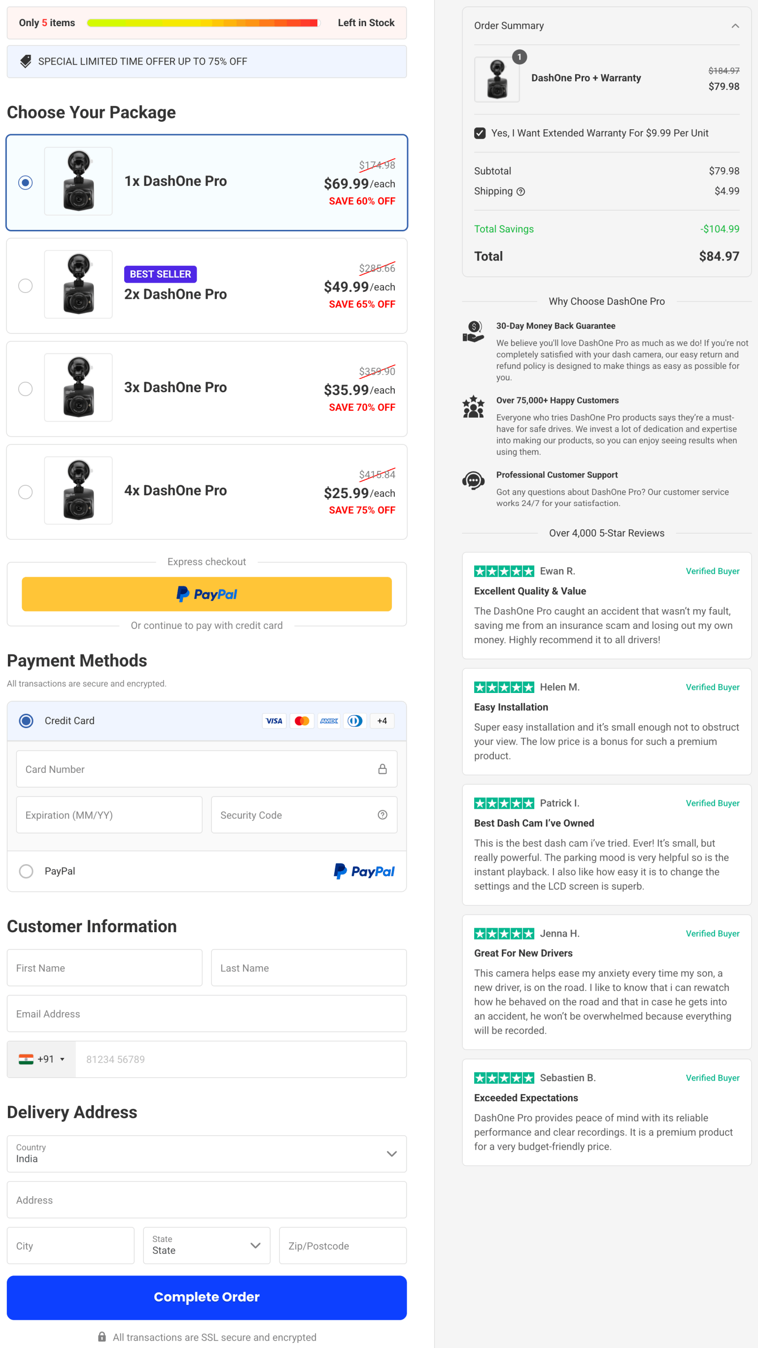 DashOne Pro Official 100% Secure checkout page